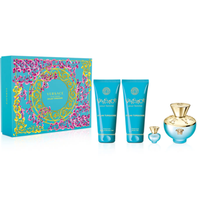 Shop Versace Ladies Dylan Turquoise Gift Set Fragrances 8011003873487 In Pink / Turquoise