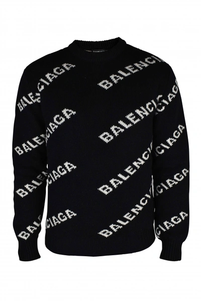 Shop Balenciaga Logo Knit Sweater