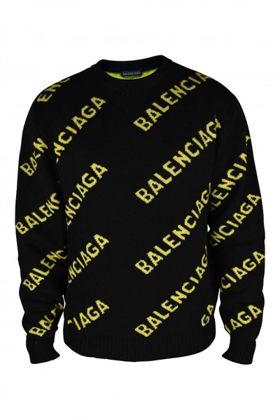 Balenciaga Logo Knit Sweater In Black