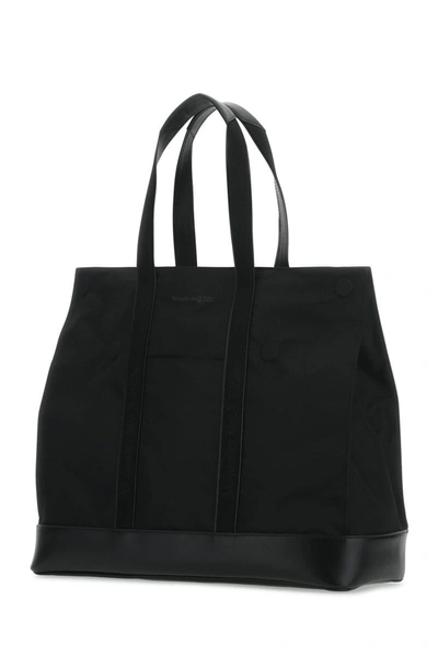 Alexander Mcqueen Black Fabric Shopping Bag In Black
