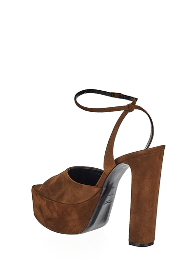 Shop Saint Laurent Jodie Platform Sandals In Brown
