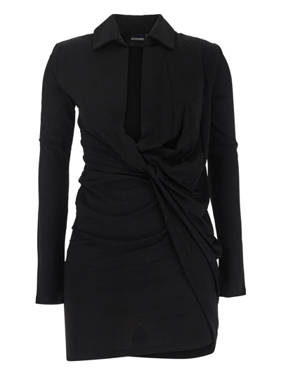 Shop Jacquemus La Robe Bahia Jersey Dress In Black