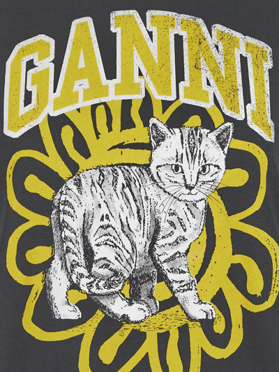 Shop Ganni Maxi Print-t-shirt In Grey