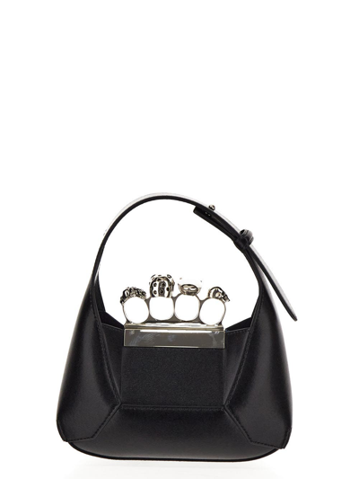 Shop Alexander Mcqueen The Jewelled Hobo Mini Bag In Black
