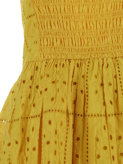 Shop Ganni Lace Mini Dress In Yellow