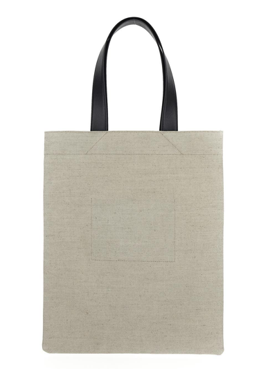 Jil Sander Leather-trimmed Canvas Tote In Beige