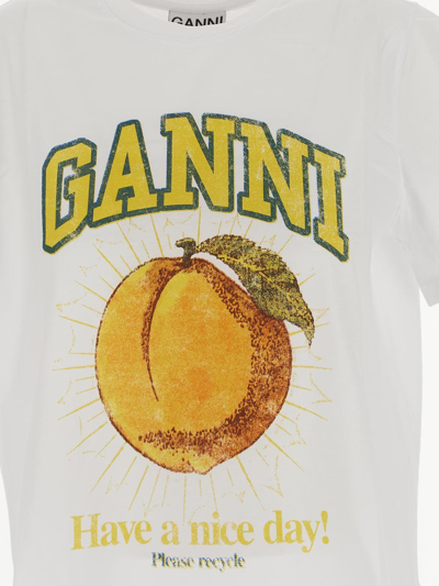 Shop Ganni Peach Maxi Print T-shirt In White