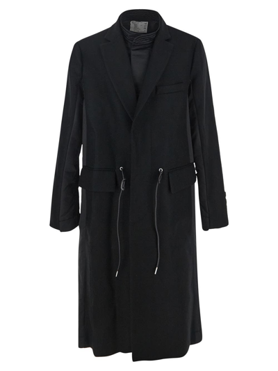 Shop Sacai Panelled Coat In Black