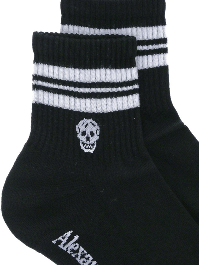 Shop Alexander Mcqueen Stripe Skull Sport Socks In Black