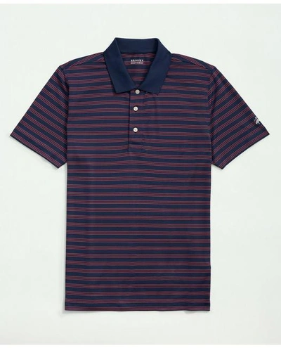 Shop Brooks Brothers Striped Golf Polo | Navy/red | Size Small In Navy,red