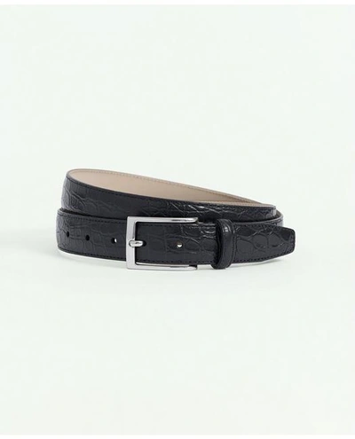 Shop Brooks Brothers Leather Embossed Belt | Black | Size 44