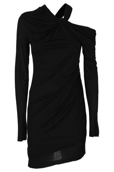 Shop Helmut Lang Twist Detailed Long Sleeved Mini Dress In Black