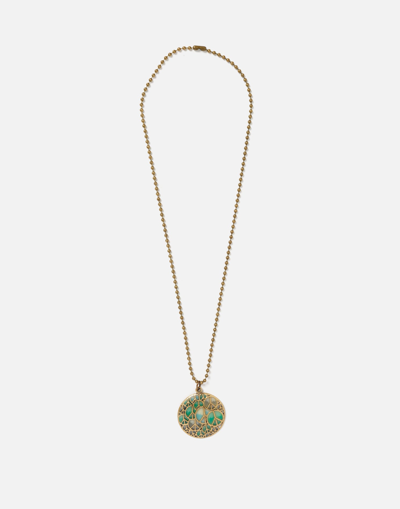 Shop Marketplace 70s Peace Sign Brass Necklace In Green