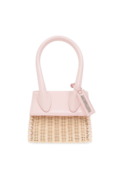 Shop Jacquemus Le Chiquito Moyen Osier Signature Handbag In Pink