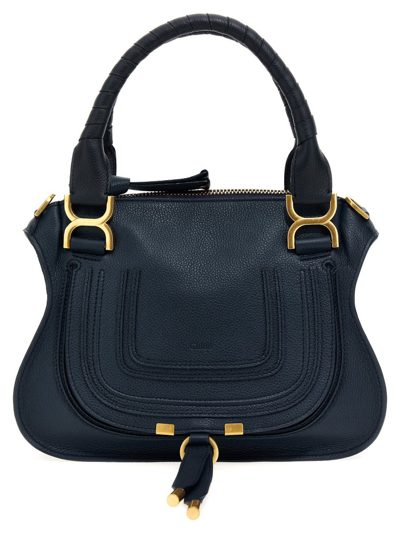 Shop Chloé Marcie Small Tote Bag In Navy