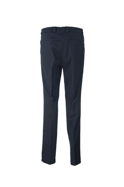 Shop Brunello Cucinelli Garment-dyed Leisure Fit Trousers In American Pima Comfort Cotton With Pleats In Blue
