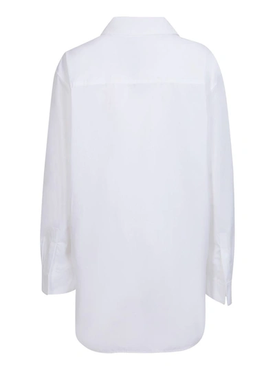 Off-white Poplin Flower Button Ls Shirt In White