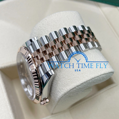 Pre-owned Rolex 126331 Datejust 41mm Rose Gold Fluted Bezel Chocolate Diamond Diamond Dial
