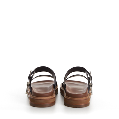 Pre-owned Celine 1050$ Tippi Slide Sandals - Brown Leather, Western Buckle