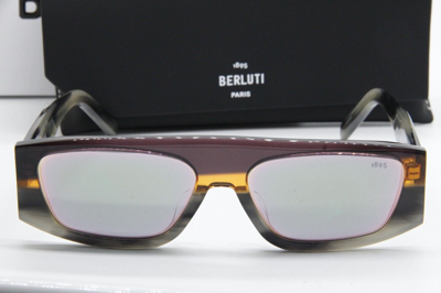 Pre-owned Berluti Bl 40027u 64g Purple Grey Brown Authentic Sunglasses W/case 57-17 In Blue