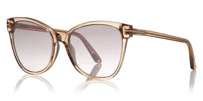 Pre-owned Tom Ford Ft0844 Ani Sunglasses Cat Eye 58mm & Authentic In Gradient Brown Mirror