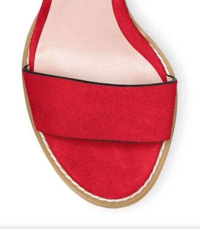 Pre-owned Stuart Weitzman Winona Women Red Sandals Suede Leather Ankle Strap Heels Shoes