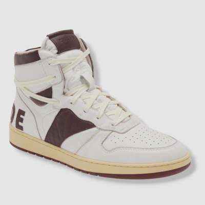 Pre-owned Rhude $671  Mens White Rhecess Tricolor Leather High-top Sneaker Shoes Size Us 10