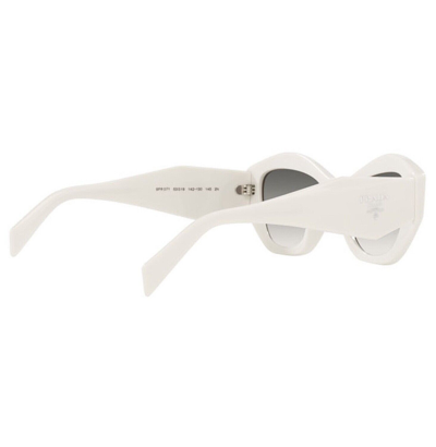 Pre-owned Prada Symbole White Faceted Triangle Pr07ys 07y Cat Eye Fashion Sunglasses In Gray
