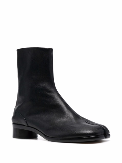 Shop Maison Margiela Tabi Leather Ankle Boots In Black