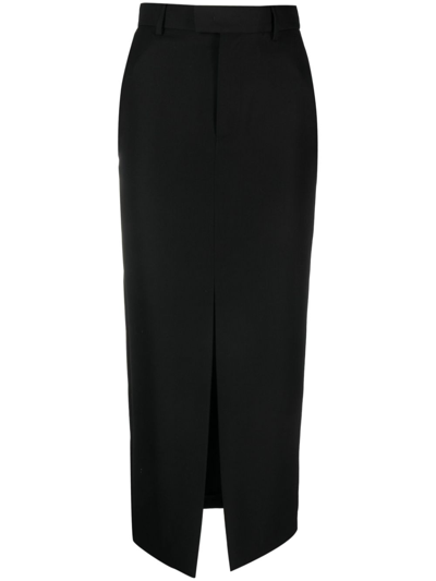 Shop Armarium Denim Wool Skirt In Black