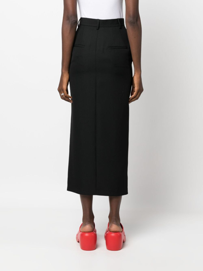 Shop Armarium Denim Wool Skirt In Black