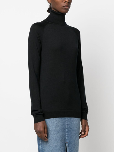 Shop Armarium Wool And Cashmere Blend High Neck Sweater In Black