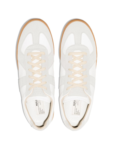 Shop Maison Margiela Replica Leather Sneakers In White