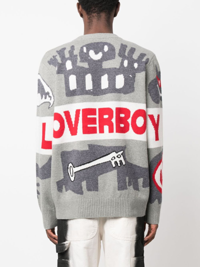 Shop Charles Jeffrey Loverboy Logo Wool Blend Sweater In Grey
