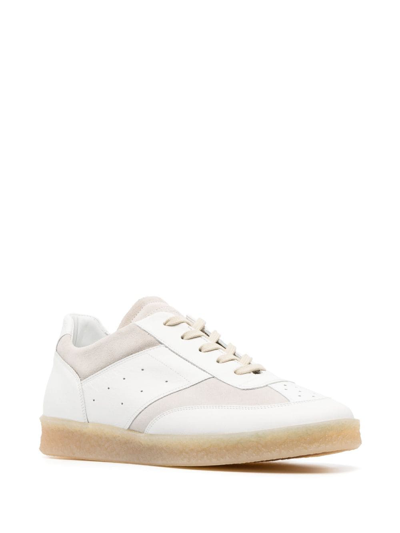 Shop Mm6 Maison Margiela Leather Sneakers In White