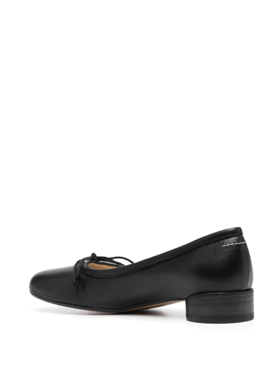 Shop Mm6 Maison Margiela Leather Ballet Flats In Black