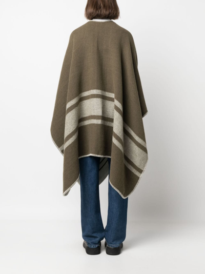 Shop Golden Goose Wool Blend Poncho In Green