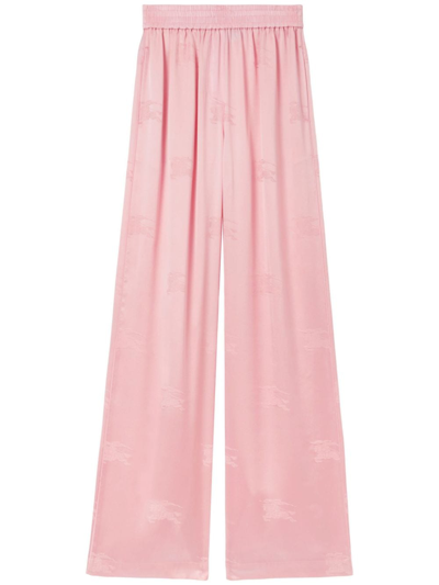 Burberry Ekd Silk Jacquard Wide-leg Trousers In Pink
