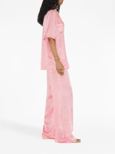 Burberry Ekd Silk Jacquard Wide-leg Trousers In Pink