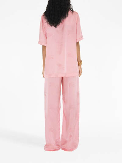 Burberry Ekd Silk Jacquard Wide-leg Trousers In Pink