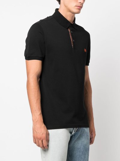 Shop Etro Logo Cotton Polo Shirt In Black