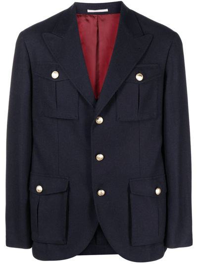 Shop Brunello Cucinelli Wool Single-breasted Blazer Jacket In Blue