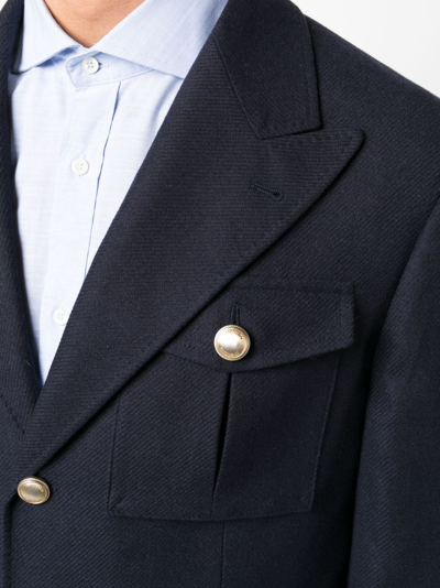 Shop Brunello Cucinelli Wool Single-breasted Blazer Jacket In Blue