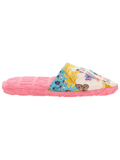 Shop Versace Dua Lipa X  Slippers In Azur+multicolor