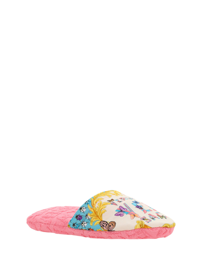 Shop Versace Dua Lipa X  Slippers In Azur+multicolor