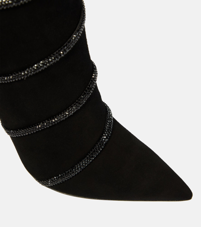 René Caovilla Morgana Embellished Suede Boots In Black
