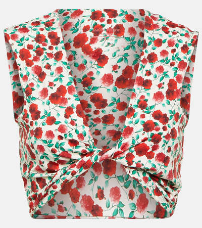 Magda Butrym Floral Bikini Top In Beige