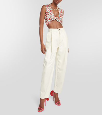 Magda Butrym Floral Bikini Top In Beige