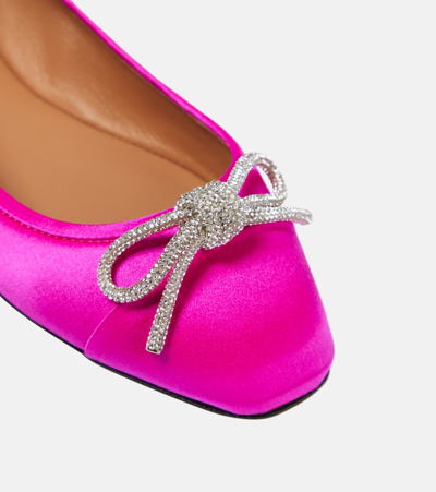 Shop Aquazzura Parisina Embellished Satin Ballet Flats In Pink