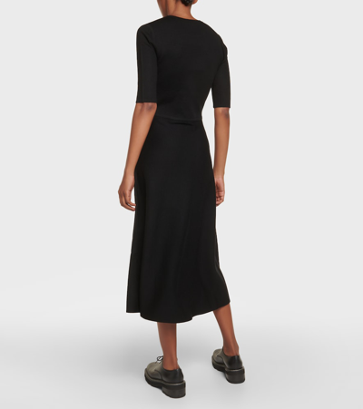 Gabriela Hearst Seymore Flared-hem Wool-blend Maxi Dress In Black